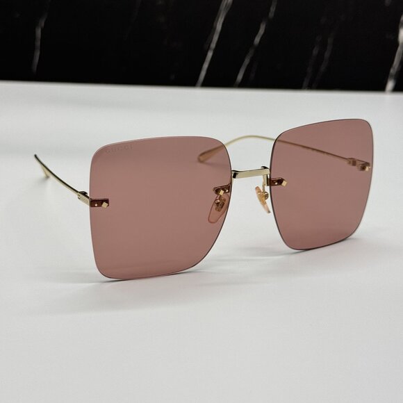 NEW GUCCI SUNGLASSES GG1147S 005 WITH EARRINGS GOLD WOMEN EYEWEAR GUCCI main image 4